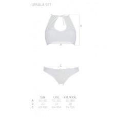 Комплект білизни Passion URSULA SET XXL/XXXL, White, бра, трусики з ажурним декором та відкритим кроком