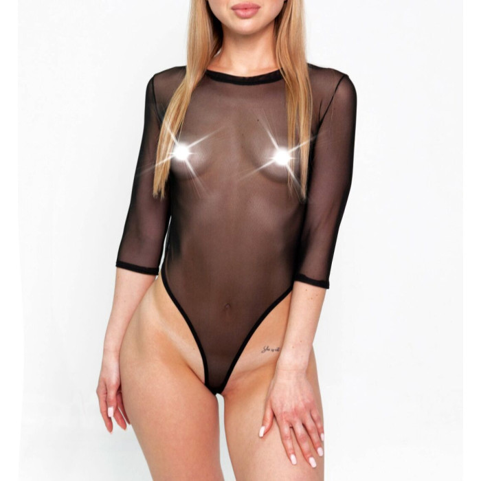 Сексуальне прозоре боді сітка з рукавами Art of Sex - Sheril чорний, L-2XL