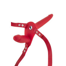 Подвійний страпон з вібрацією Fetish Tentation Vibrating Strap-On Red (м'яте паковання!!!)