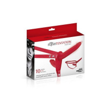Подвійний страпон з вібрацією Fetish Tentation Vibrating Strap-On Red (м'яте паковання!!!)