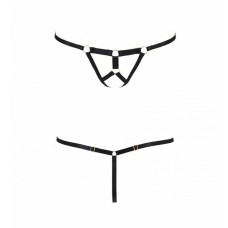 Трусики стрінги зі стреп Passion Exclusive ARMANDA THONG XXL/XXXL, black