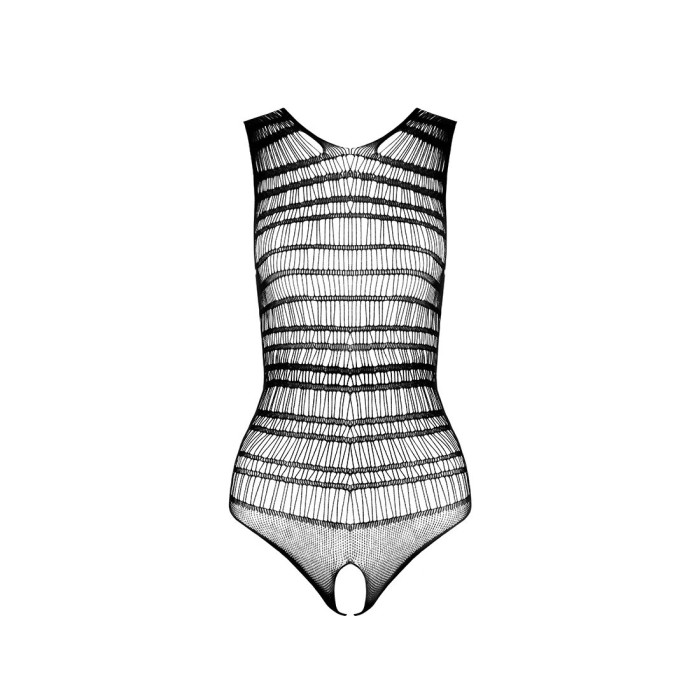 Бодістокінг з доступом Passion BS086 black, вертикальна сітка, виріз на спинці