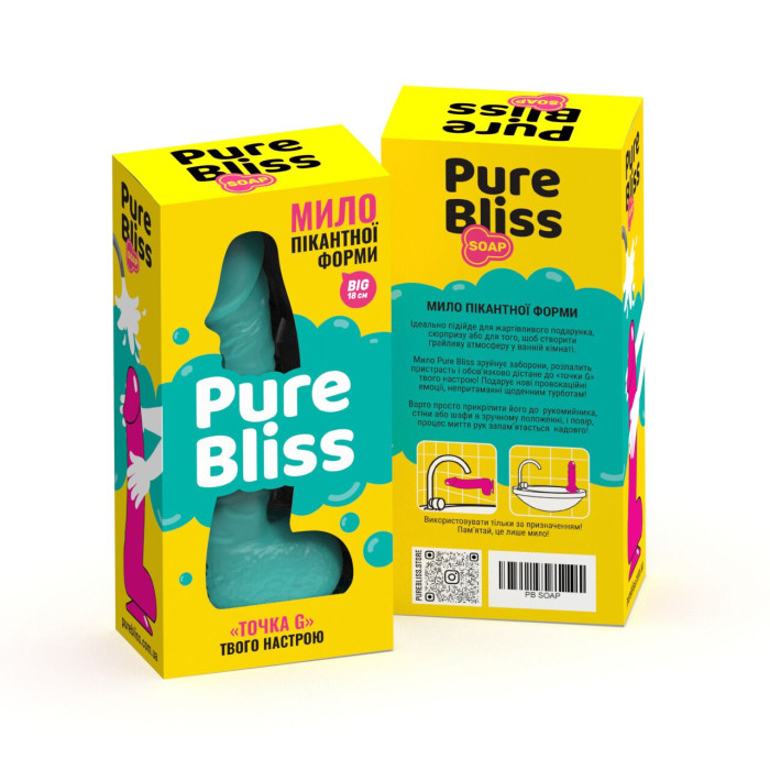 Мило у формі пеніса Pure Bliss BIG Turquoise, крафтове мило-член, натуральне
