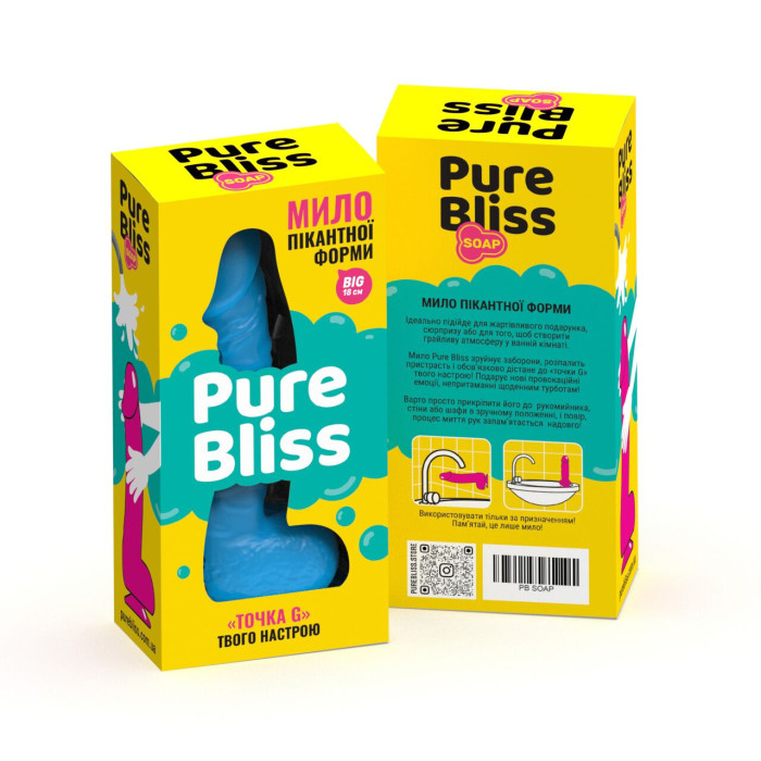 Мило у формі пеніса Pure Bliss BIG Blue, крафтове мило-член, натуральне