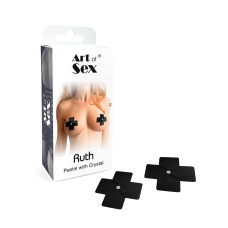 Сексуальні наліпки на груди зі стразом Art of Sex - Ruth pestis with Crystal, колір чорний
