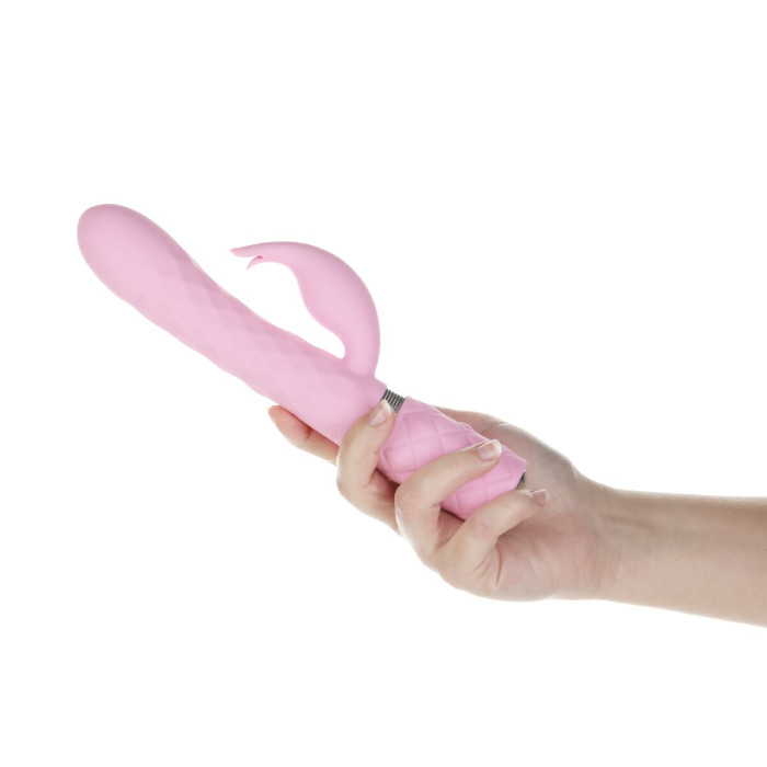 Розкішний кролик з ротацією та вібрацією Pillow Talk Lively Pink, кристал Сваровскі