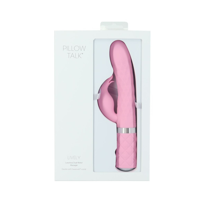 Розкішний кролик з ротацією та вібрацією Pillow Talk Lively Pink, кристал Сваровскі
