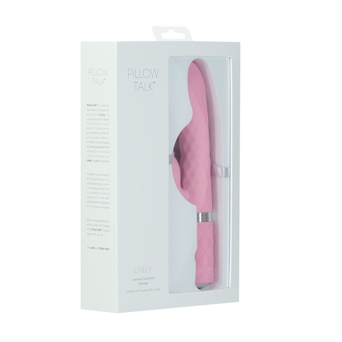 Розкішний кролик з ротацією та вібрацією Pillow Talk Lively Pink, кристал Сваровскі