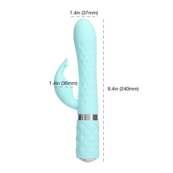 Розкішний кролик з ротацією та вібрацією Pillow Talk Lively Teal, кристал Сваровскі