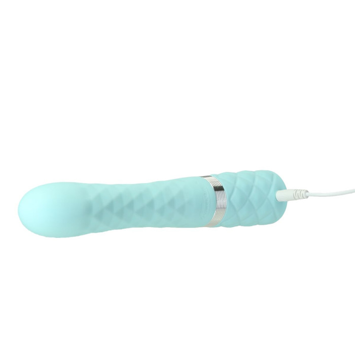 Розкішний кролик з ротацією та вібрацією Pillow Talk Lively Teal, кристал Сваровскі