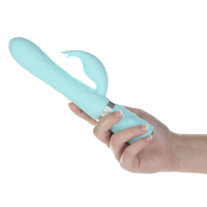 Розкішний кролик з ротацією та вібрацією Pillow Talk Lively Teal, кристал Сваровскі
