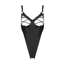 Боді з екошкіри Passion CELINE BODY 4XL/5XL black, з доступом, відкритий