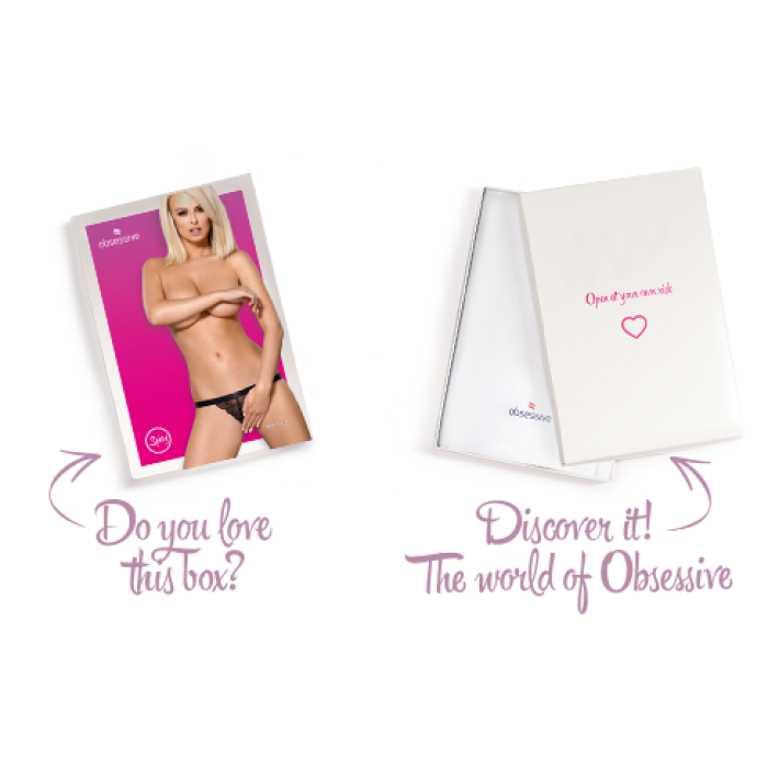 Мереживні танги з доступом Obsessive 828-THC-1 crotchless thong L/XL, чорні