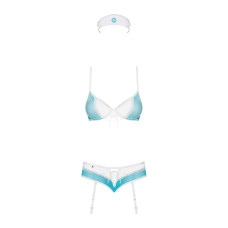 Еротичний костюм медсестри Obsessive 834-CST-6 L/XL, біло-блакитний