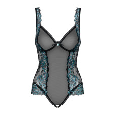 Сітчасте боді на кісточках Obsessive Amanta teddy L/XL, чорне, з доступом