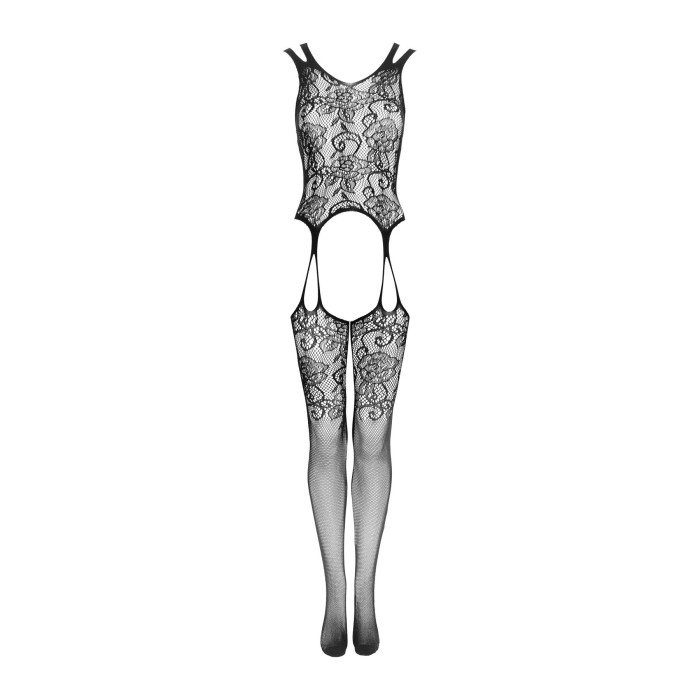 Бодістокінг Obsessive Bodystocking F237 S/M/L, рослинне плетіння, імітація панчіх