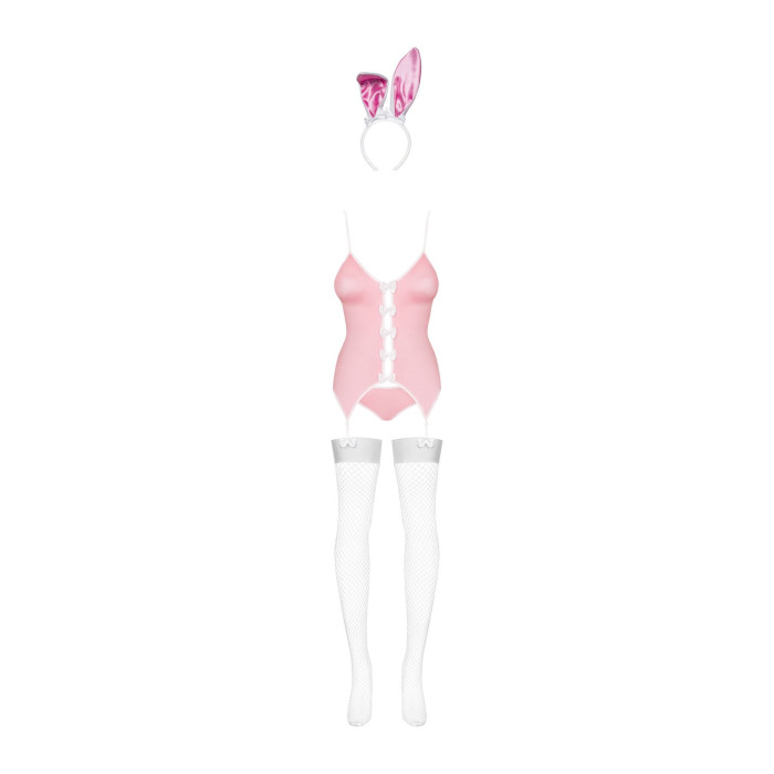 Еротичний костюм зайчика Obsessive Bunny suit 4 pcs costume pink L/XL, рожевий, топ з підв’язками