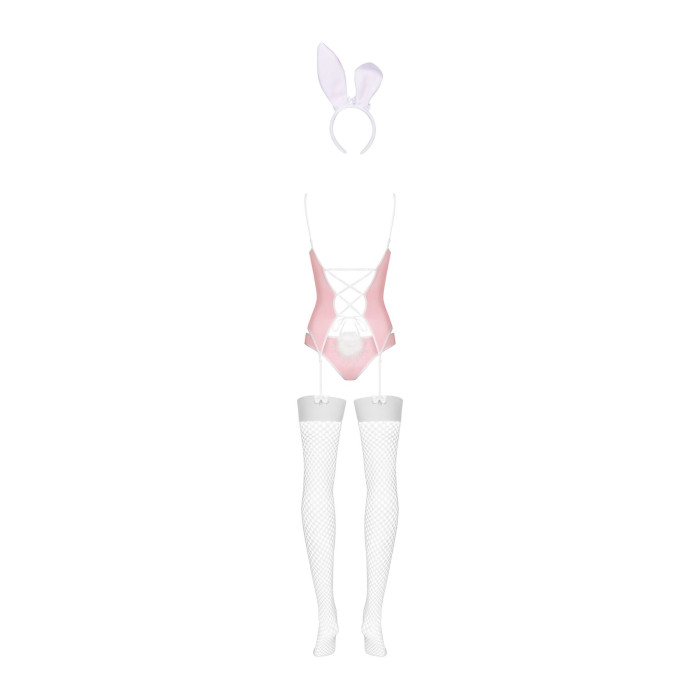 Еротичний костюм зайчика Obsessive Bunny suit 4 pcs costume pink L/XL, рожевий, топ з підв’язками