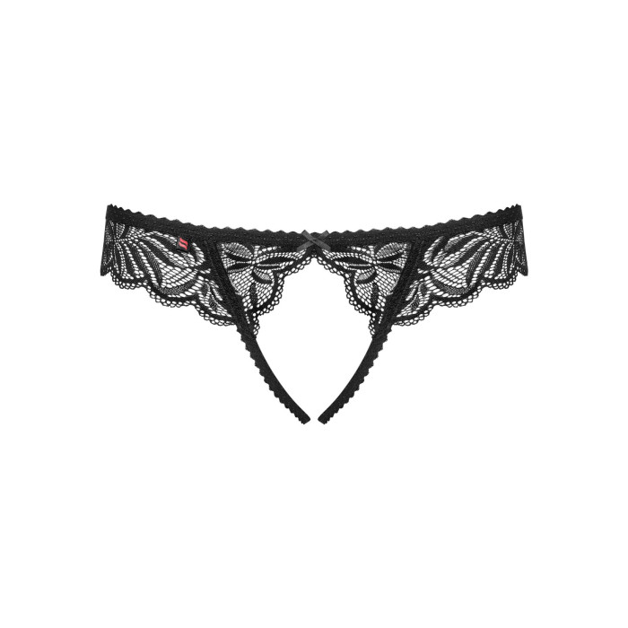 Мереживні танга з доступом Obsessive Contica crothchles thong S/M, чорні
