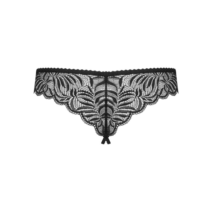Мереживні танга з доступом Obsessive Contica crothchles thong S/M, чорні