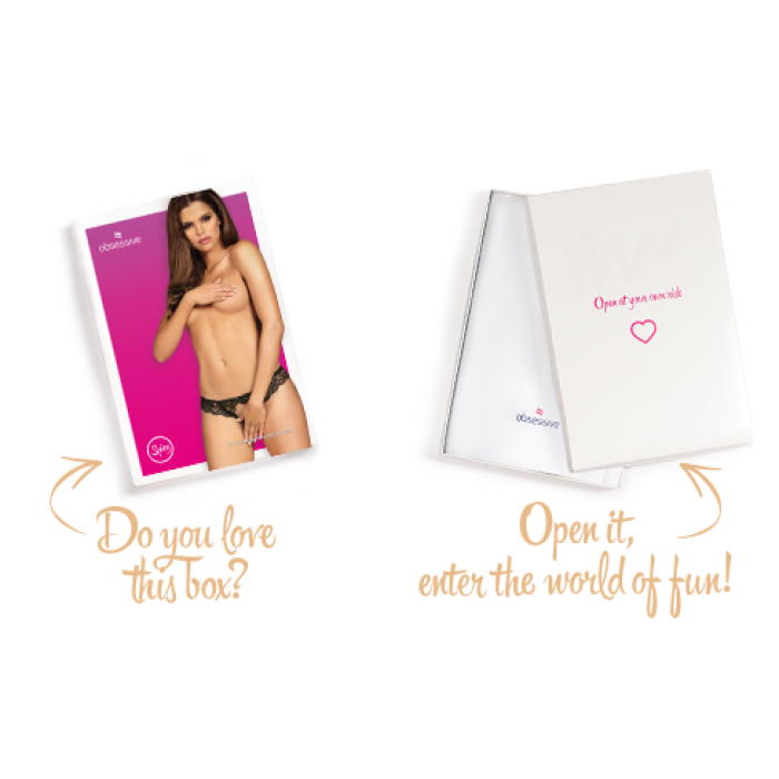 Мереживні танга з доступом Obsessive Contica crothchles thong S/M, чорні