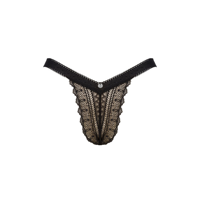 Мереживні трусики із заниженою талією Obsessive Estiqua panties M/L, чорні