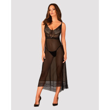 Напівпрозора довга сорочка Obsessive Estiqua chemise XL/2XL, чорний, асиметричний крій
