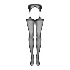 Сітчасті панчохи-стокінги зі стрілкою Obsessive Garter stockings S314 S/M/L, чорні, імітація гартері