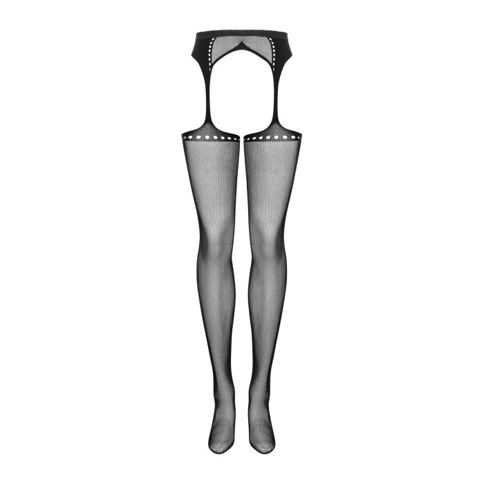 Сітчасті панчохи-стокінги зі стрілкою Obsessive Garter stockings S314 S/M/L, чорні, імітація гартері