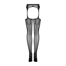 Сітчасті панчохи-стокінги зі стрілкою Obsessive Garter stockings S314 S/M/L, чорні, імітація гартері