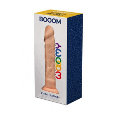Фалоімітатор Wooomy Booom, з присоскою, сумісний з трусиками для страпона, 19,3х4,3 см