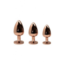 Металева анальна пробка Wooomy Tralalo Rose Gold Metal Plug Magenta S, діаметр 2,8 см, довжина 7 см