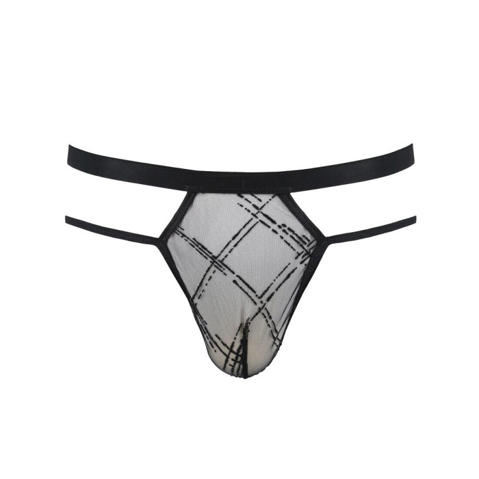 Чоловічі прозорі стринги Passion 029 THONG COLLIN XXL/XXXL Black, сітка