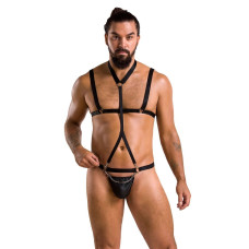Комплект чоловічої білизни зі стреп Passion 039 SET ANDREW S/M Black, стринги, шлейки