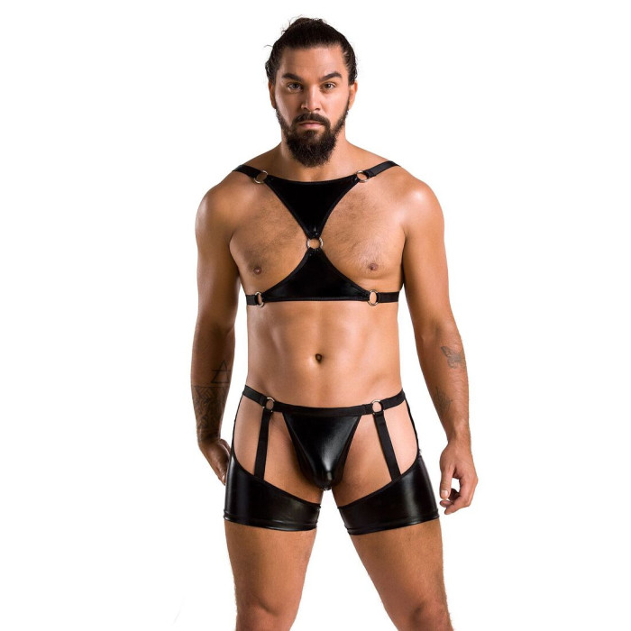 Комплект еротичної чоловічої білизни Passion 047 SET JOHN L/XL Black, труси, портупея