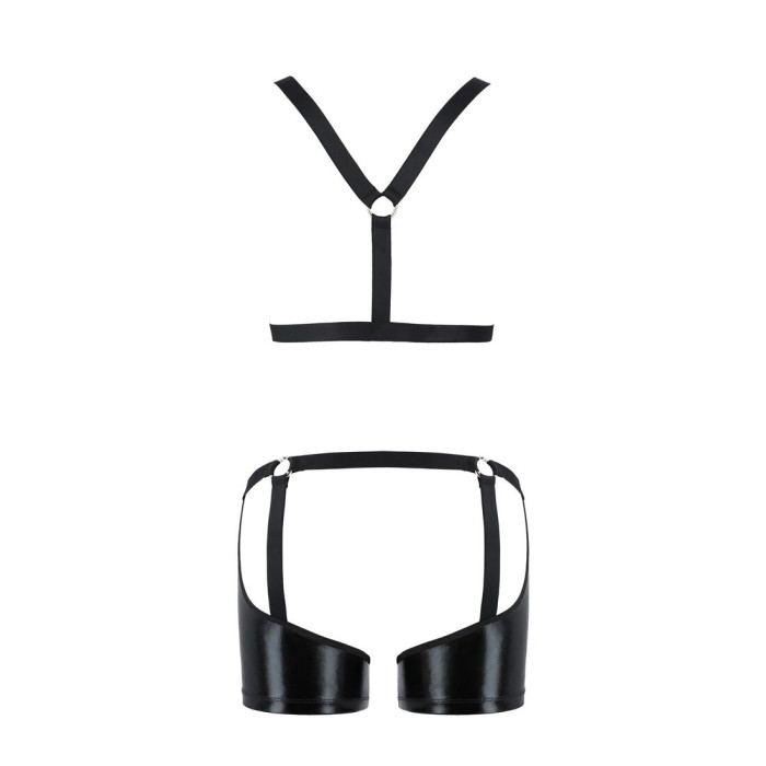 Комплект еротичної чоловічої білизни Passion 047 SET JOHN XXL/XXXL Black, труси, портупея