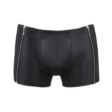 Чоловічі шкіряні боксери з блискавками Passion 049 SHORT MATT L/XL Black