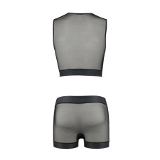Комплект чоловічої білизни на шнурівці Passion 053 SET WILLIAM L/XL Black, жилет, боксери