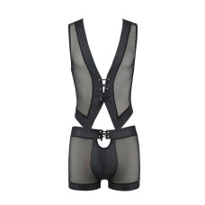 Комплект чоловічої білизни на шнурівці Passion 053 SET WILLIAM XXL/XXXL Black, жилет, боксери