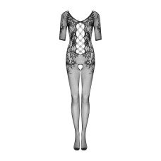Сітчастий бодістокінг з квітковим малюнком Obsessive Bodystocking F238 S/M/L, black, з доступом, імі