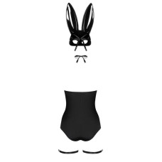 Еротичний костюм кролика Obsessive Bunny costume L/XL, black, боді, чокер, гартери, панчохи, маска