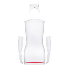 Еротичний костюм медсестри Obsessive Emergency dress S/M, white, сукня, стринги, рукавички, чепчик, стетоскоп