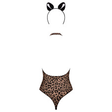 Еротичний костюм леопарда Obsessive Leocatia teddy XXL, боді, обруч з вушками