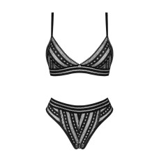 Комплект білизни Obsessive Natilya 2-pcs set M/L, black, бюстгальтер, трусики