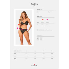 Комплект білизни Obsessive Natilya 2-pcs set M/L, black, бюстгальтер, трусики