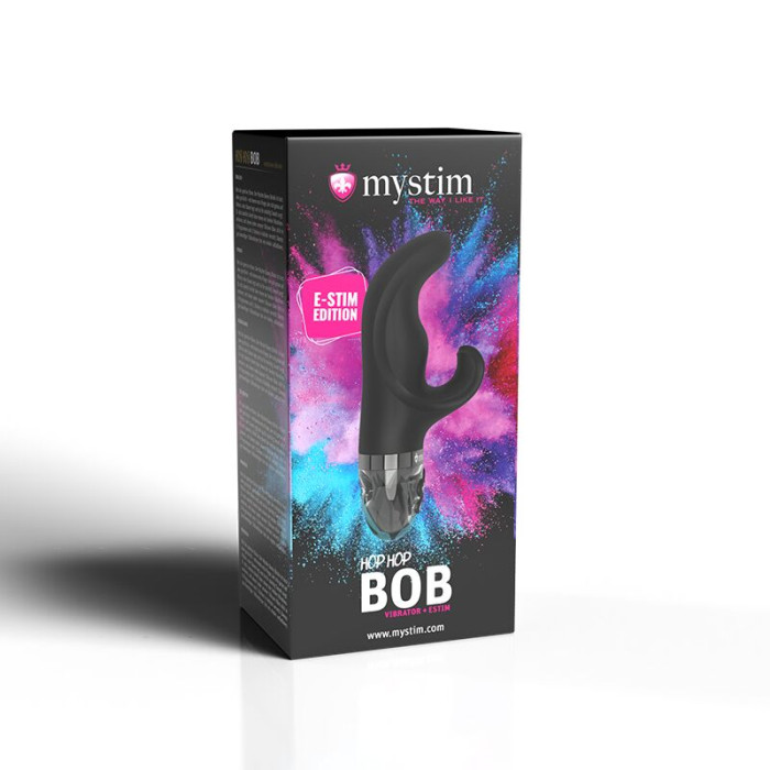 Вібратор-кролик з електростимуляцією Mystim Hop Hop Bob Black Edition