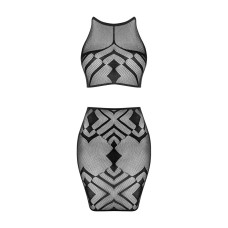Еротичний напівпрозорий комплект Obsessive K101 top & skirt S/M/L, топ, спідниця