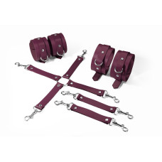 Набір для БДСМ Feral Feelings BDSM Kit 3 Burgundy, наручники, поножі, хрестовина