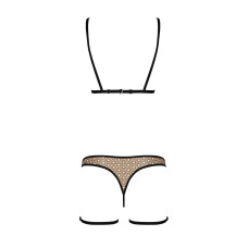 Еротичний комплект спідньої білизни Passion GABI SET S/M beige, трусики з гартерами