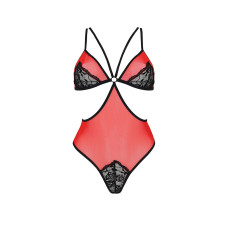 Напівпрозоре боді з мереживом Passion PEONIA BODY S/M red